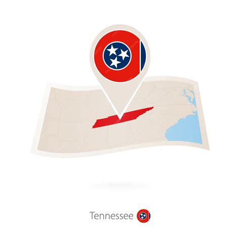 Premium Vector | Folded paper map of tennessee us state with flag pin ...