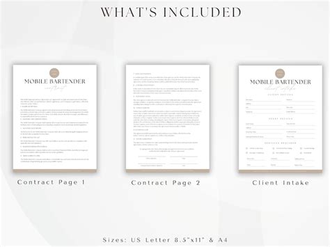 Mobile Bar Contract Template Canva Editable Bartender Etsy