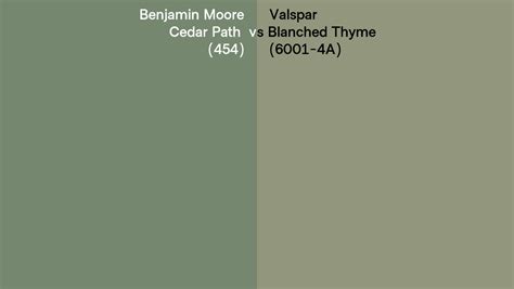 Benjamin Moore Cedar Path 454 Vs Valspar Blanched Thyme 6001 4A