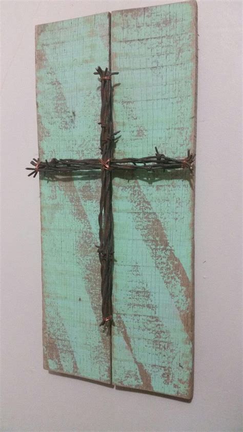 Reclaimed Pallet Wood Sign With Barbed Wire Cross Upcycled Recycled