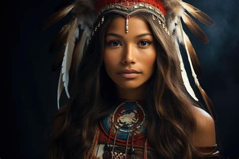 Premium Ai Image American Indian Woman Portrait Of Native Girl On