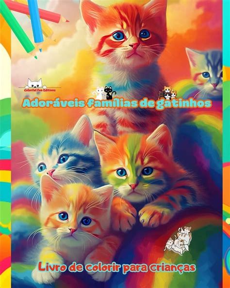 Adoráveis famílias de gatinhos Livro de colorir para crianças Cenas