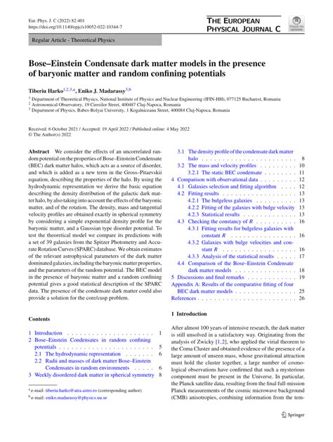 PDF BoseEinstein Condensate Dark Matter Models In The Presence Of