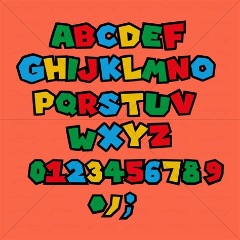 Super Font, Colorful Super Mario Font Bundle, Mario Bros Bundle SVG ...