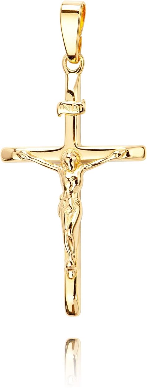 Jevelion Kreuz Anh Nger Goldkreuz Jesus Christus Mit Inri Gravur F R