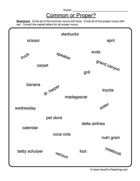 Circle Common Or Proper Nouns Worksheet By Teach Simple