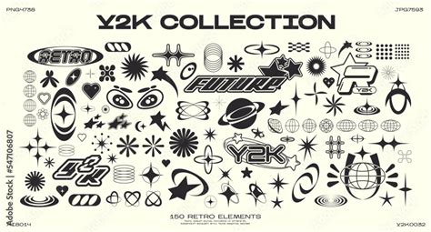 Retro futuristic elements for design. Collection of abstract graphic ...