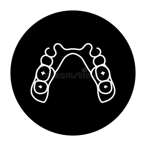 Removable Partial Denture Line Icon Dental Prosthetic Stock Vector