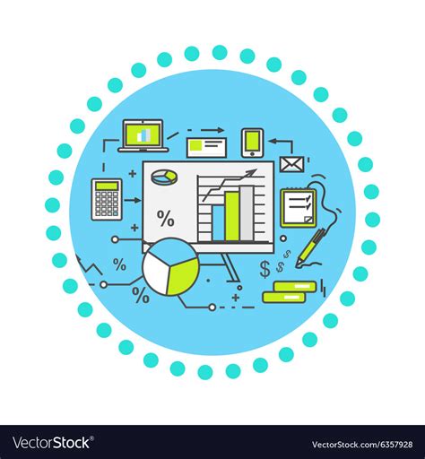 Data Analysis Icon Flat Design Royalty Free Vector Image