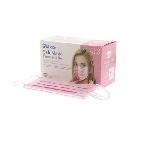 Medicom Safemask Premier Elite Earloop Mask Level 3 Pink 50bx 2046