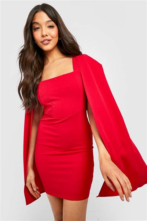 Tailored Corset Detail Cape Mini Dress Boohoo