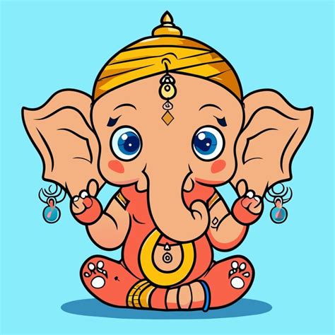 Ganesh Jayanti Se Or Ganesha Dibujado A Mano Dibujos Animados Pegatina