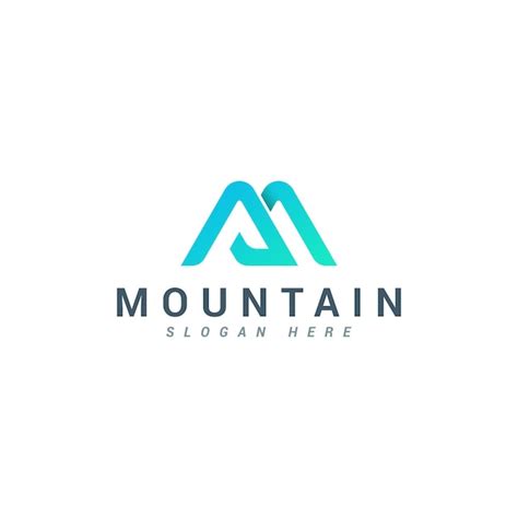 Lettre M Logo De Montagne De Couleur Bleue Créative Vecteur Premium