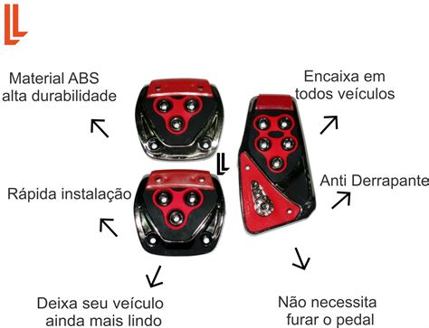 Kit Pedaleira Automotiva Esportiva Universal Instala O Sem Fura O