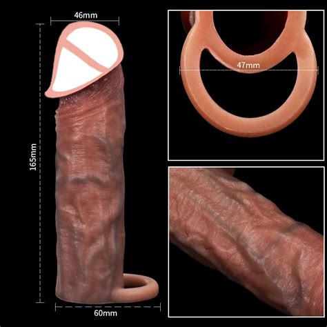 Realistic Penis Sheath Reusable Silicone Condom Cock Extension Sex Toys