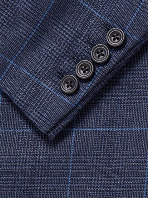 Kingsman Double Breasted Prince Of Wales Checked Wool Blend Blazer For