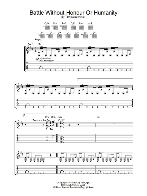 Battle Without Honor Or Humanity by Tomoyasu Hotei - Guitar Tab ...
