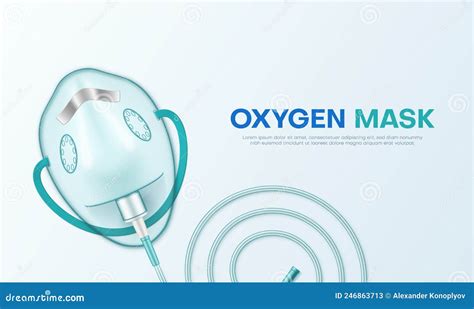 Oxygen Mask Artificial Lung Ventilation Realistic Banner Template