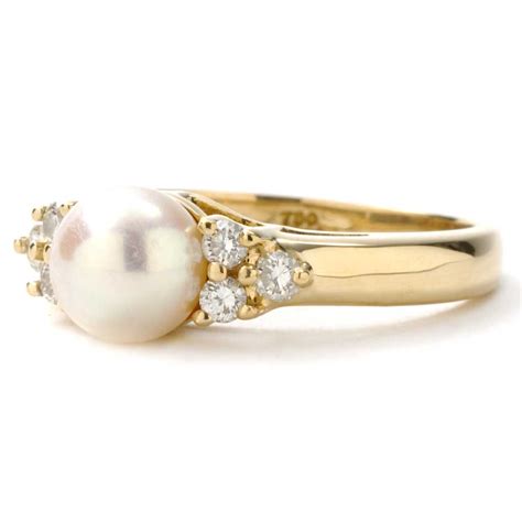 Tiffany & Co. Retired Pearl and Diamond Ring in 18k Yellow Gold | New ...