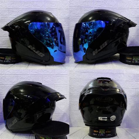 Jual HELM NJS KAIROZ SOLID BLACK PAKET GANTENG ONGKIR TERMURAH 2KG