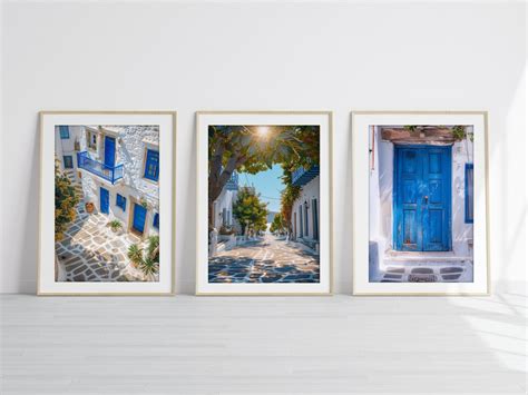 Mykonos Oil Paintings Mediterranean Print Printable Art Pastel Wall