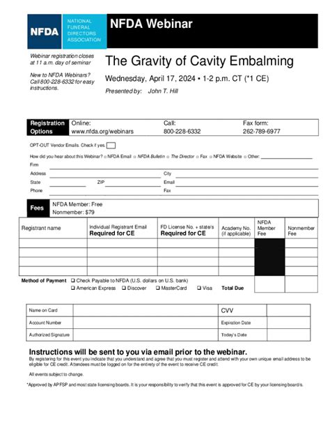 Fillable Online Webinar The Gravity Of Cavity Embalming Fax Email