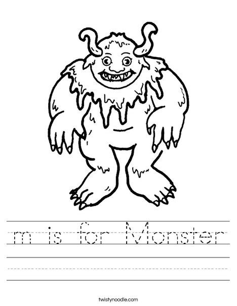 M Is For Monster Worksheet Twisty Noodle