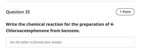 Solved Question 35 1 Point Write the chemical reaction for | Chegg.com