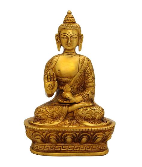 Statuestudio Buddha Statue - Vitarka Mudra Pose - Golden Color - Brass ...