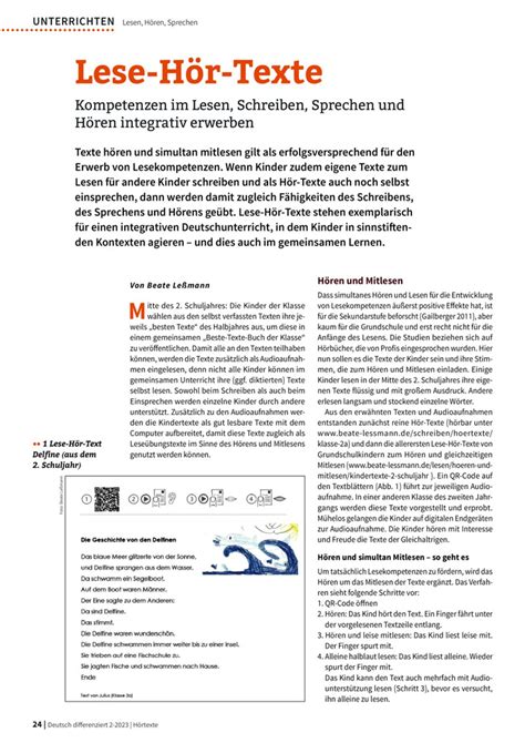 Lese H R Texte Kompetenzen Im Lesen Schreiben Sprechen Und H Ren