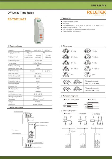 RS TB12 RS TB14 RS TB23 OFF Delay Time Relay RELETEK Gala Multi