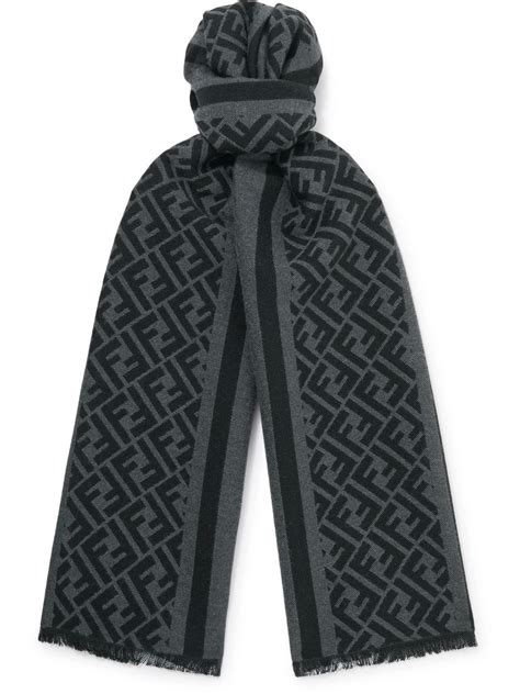 Fendi Logo Jacquard Wool And Silk Blend Scarf Fendi