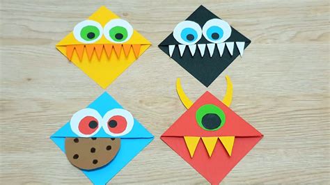 Corner Monster Bookmarks Template Directions