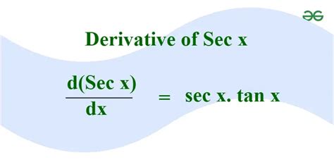 What Is Derivative Of Sec X Formula Proof Of Differentiation