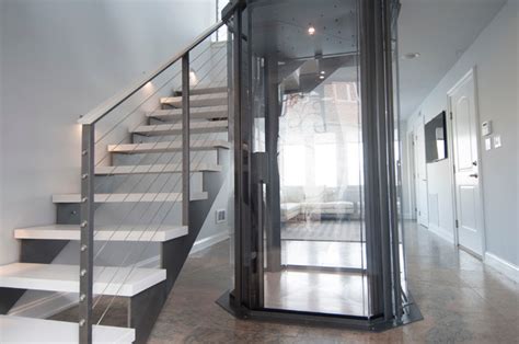 Visi 48 Glass Elevator By Nationwide Lifts Contemporary Staircase Boston By Nationwide