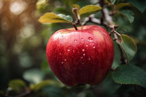 Premium Photo | Red apple in a tree