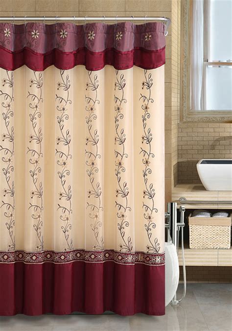 Daphne Burgundy Shower Curtain Contemporary Curtains By