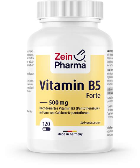 Vitamin B5 Forte 500 Mg 120 Capsules ZeinPharma VitalAbo Online