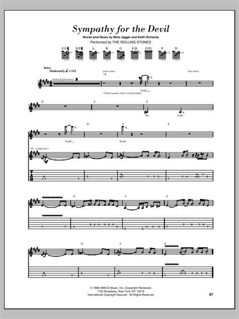 Sympathy For The Devil By The Rolling Stones Sheet Music For Guitar Tab