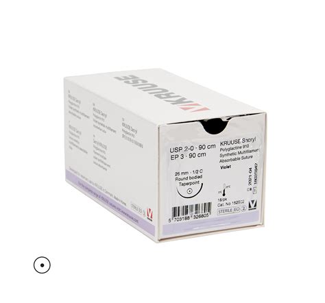 Kruuse Sacryl Suture Usp 2 0ep 3 90 Cm 26 Mm Needle ½ C Rb