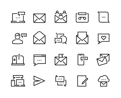 Premium Vector Message Line Icons Email And Text Communication