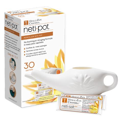 Porcelain Neti Pot with 30 Neti Salt sachets - Himalayan Chandra Neti Pot