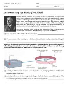 Understanding the Rutherford Model Worksheet for 9th - 12th Grade ...