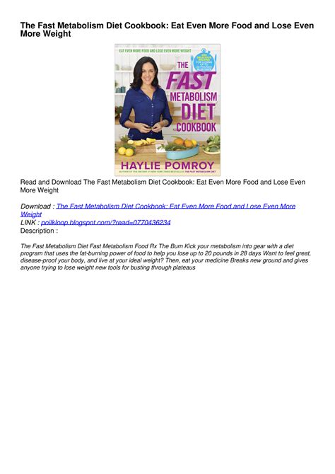 Pdf Download The Fast Metabolism Diet Cookbook Eat Even More Food