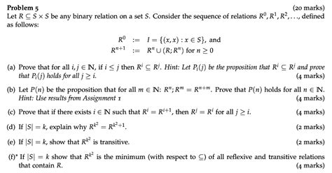 Solved Problem Marks Let Rss Be Any Binary Relation Chegg