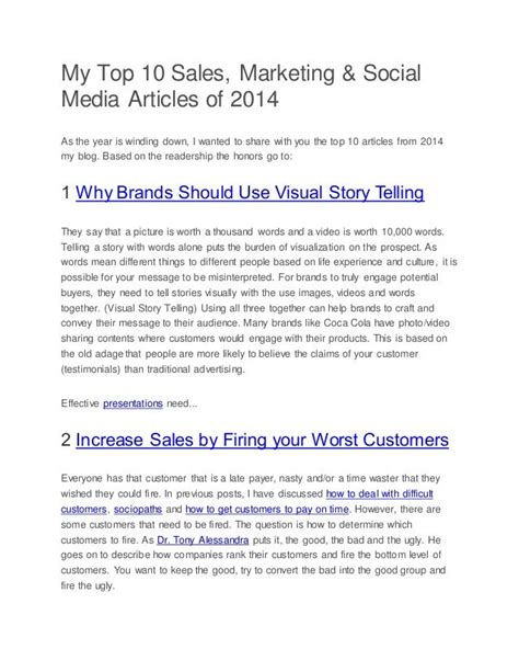 My top 10 Sales, Marketing & Social Media Articles of 2014