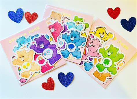 Care Bears Sticker Pack X9 Cute Vintage Matte Die Cut Etsy