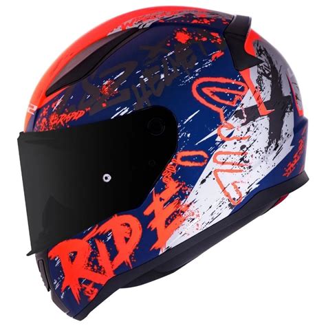 Capacete LS2 FF353 Rapid Naughty Azul Laranja Fluo Fosco Nova Centro