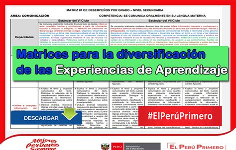 Matrices Para La Diversificaci N De Las Experiencias De Aprendizaje