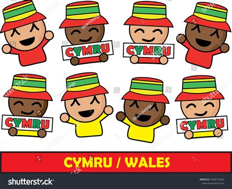 Cartoon Wales Football Fans Cheering Stock Vector Royalty Free